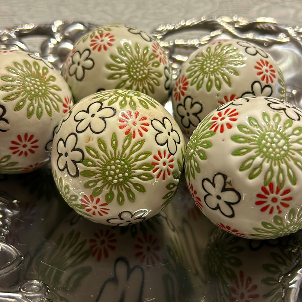 Decorative Ceramic Balls Vase Fillers Set of 5